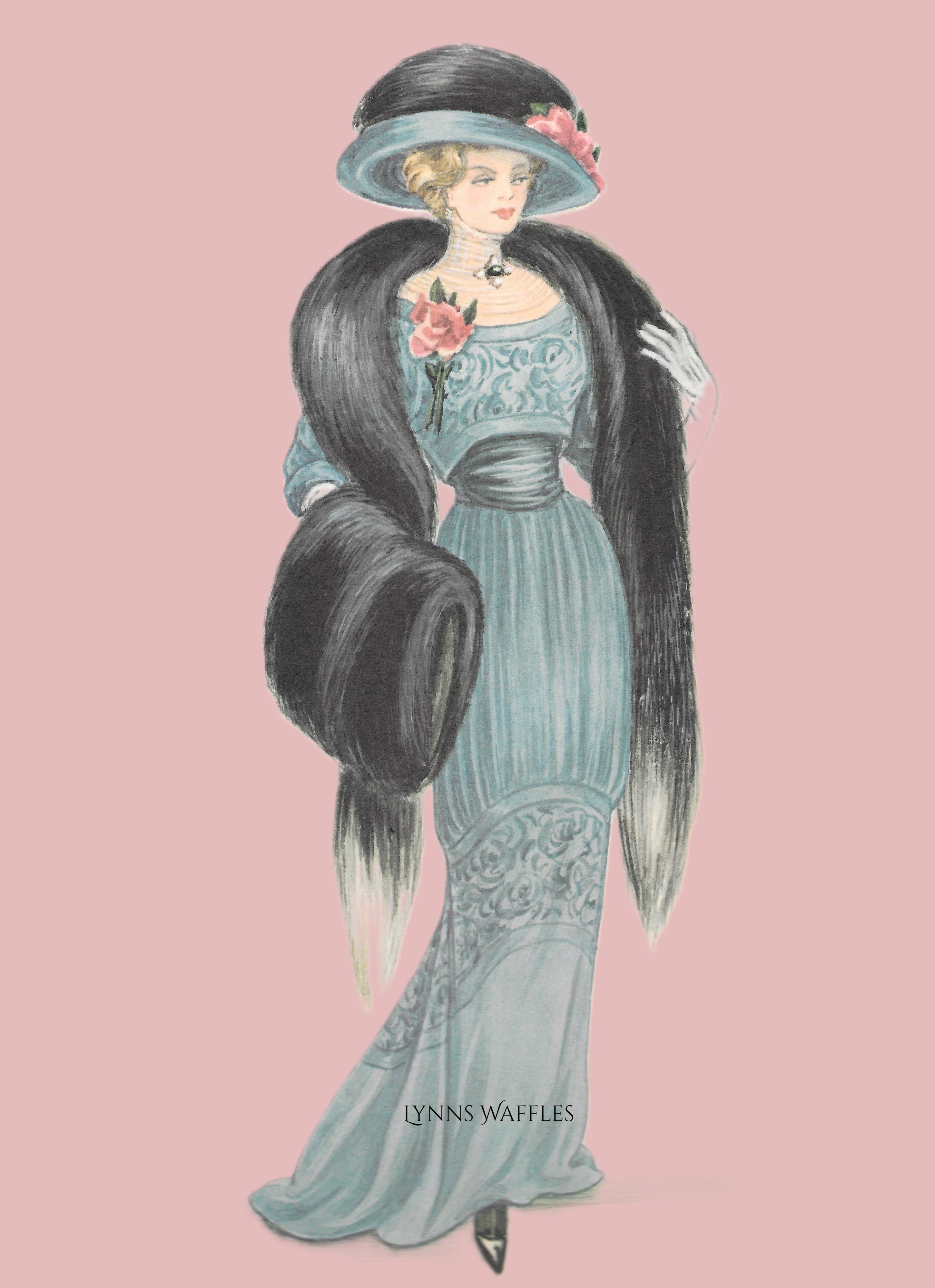 1908 Edwardian Fashion Litho, Society Maid No. 4 - Stretched
